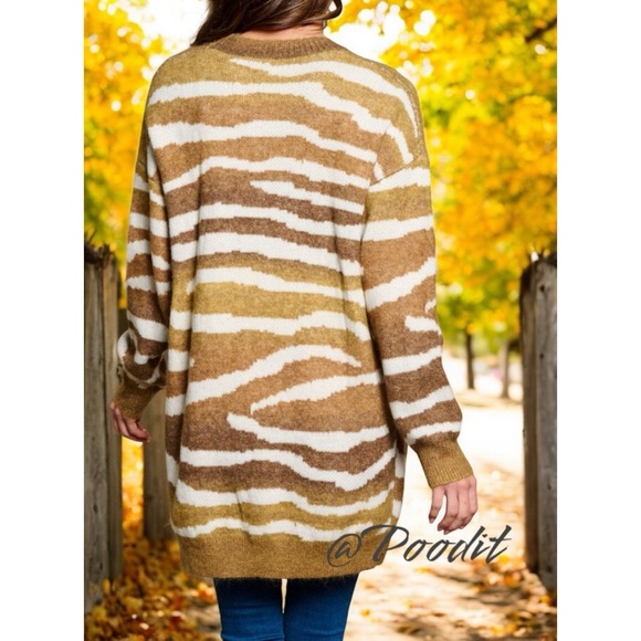 MYSYREE open front animal print cardigan S M L - Picture 3 of 7